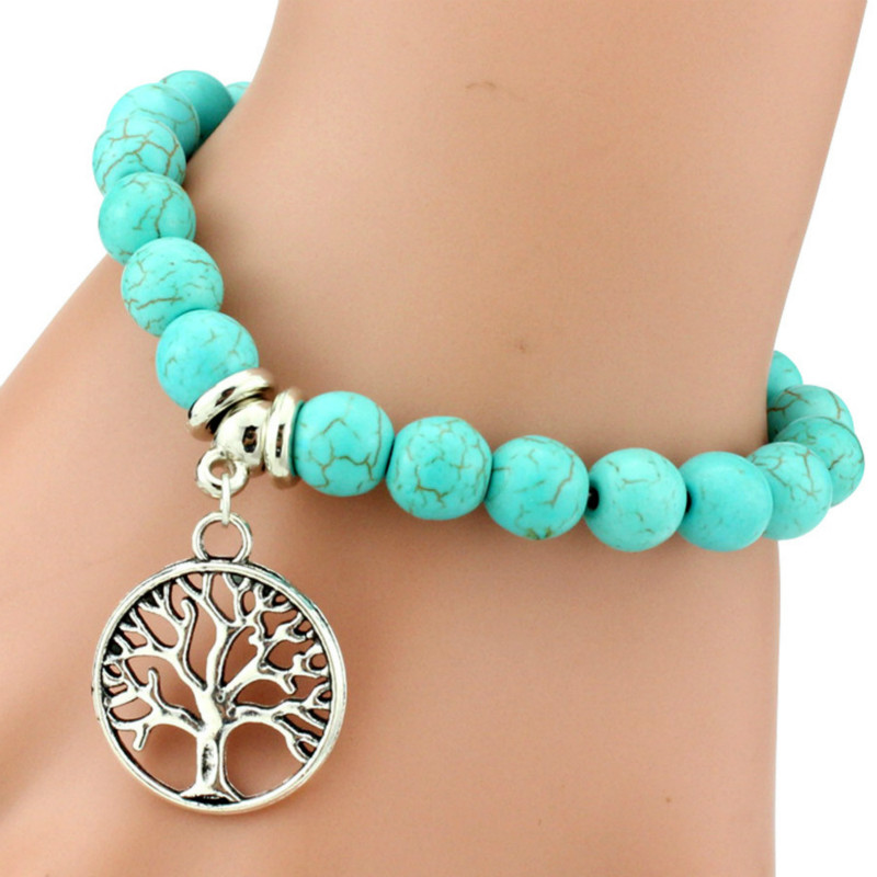

Beaded Bracelet Jewelry Life Tree Cross Owl Alloy Pendants Bracelet Bead Bracelets DIY Turquoise Beads Fashion Bangles