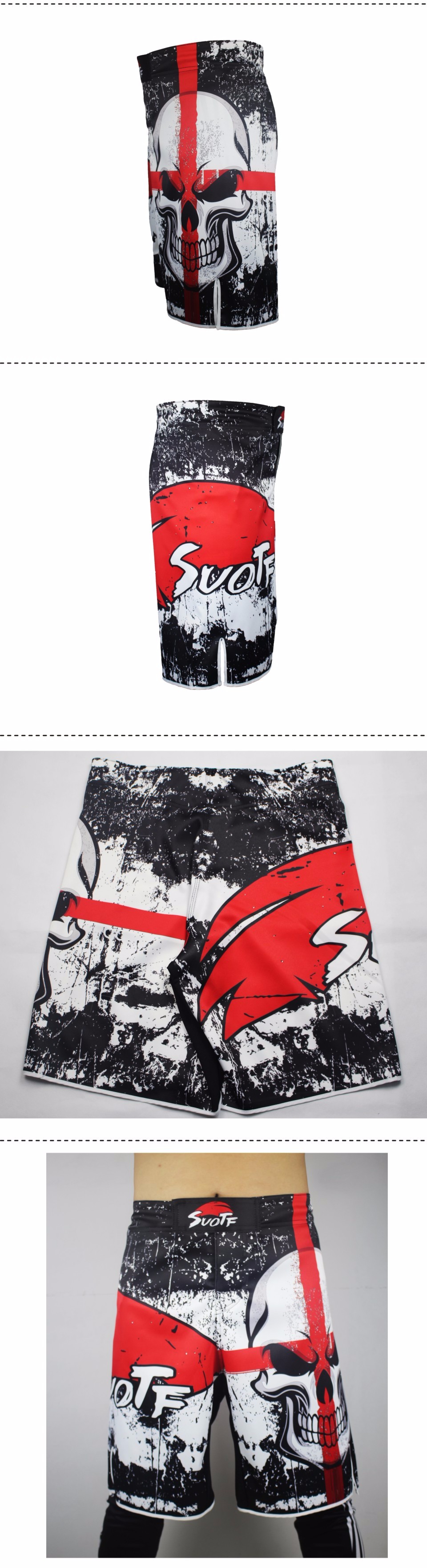 MMA Black Boxing Skull Motion Picture Cotton Training Kickboxing Shorts Muaythai