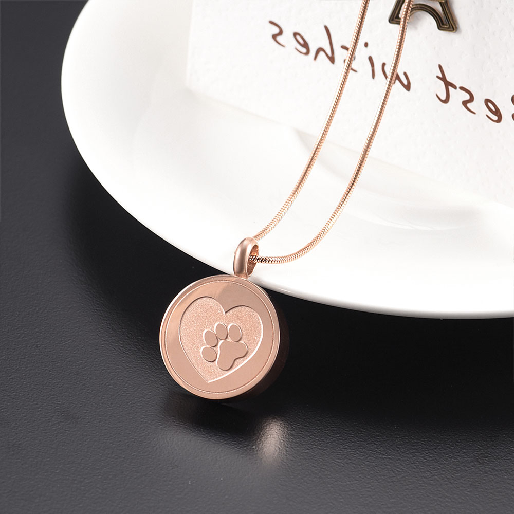 

IJD9883 Engrave Paw of Heart Cremation Urn Pendant Necklace Pet/Human Ash Holder Memorial Jewelry 20'' Snake Chain Newest in 2017