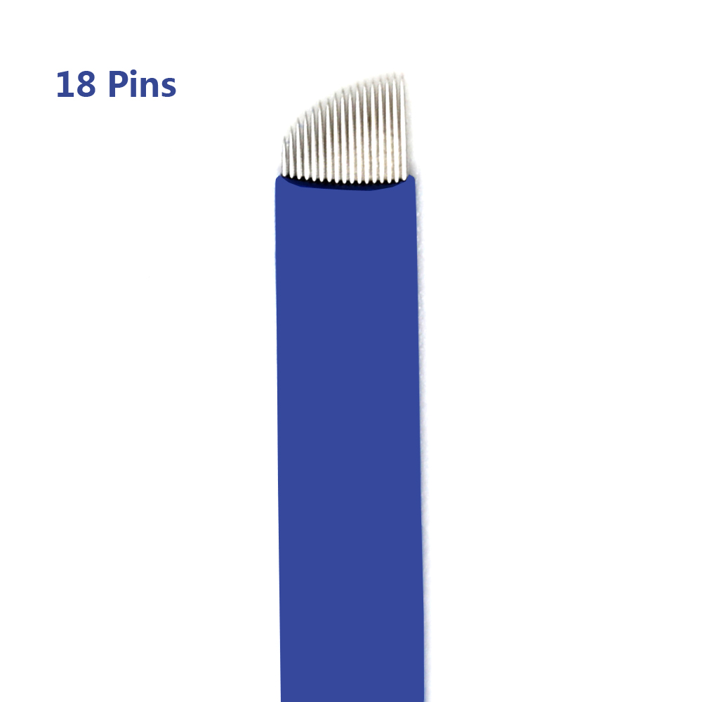 

Wholesale 50 PCS 18 Pins 3D Embroidery Manual Microdblading Pen Needles Use For Eyebrow Tattoo Permanent Makeup Machine Free Shipping