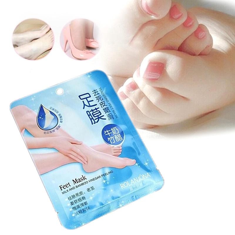 

2015 New Rolanjona Milk Bamboo Vinegar Feet Mask Peeling Exfoliating Dead Skin Remove Professional Feet sox Mask Foot Care