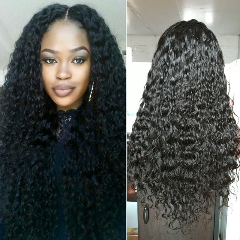 

300% Density Glueless Full Lace Human Hair Wigs For Black Women Brazilian human Hair Deep Curly Lace Front Wig, Natural color