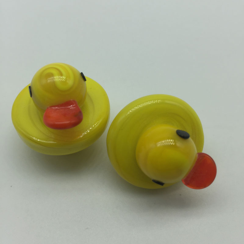 

Glass Carb Cap with Yellow Duck Style 25mm OD Thick Glass Cap for XL Flat Top Quartz Banger Nails Quartz Thermal Banger