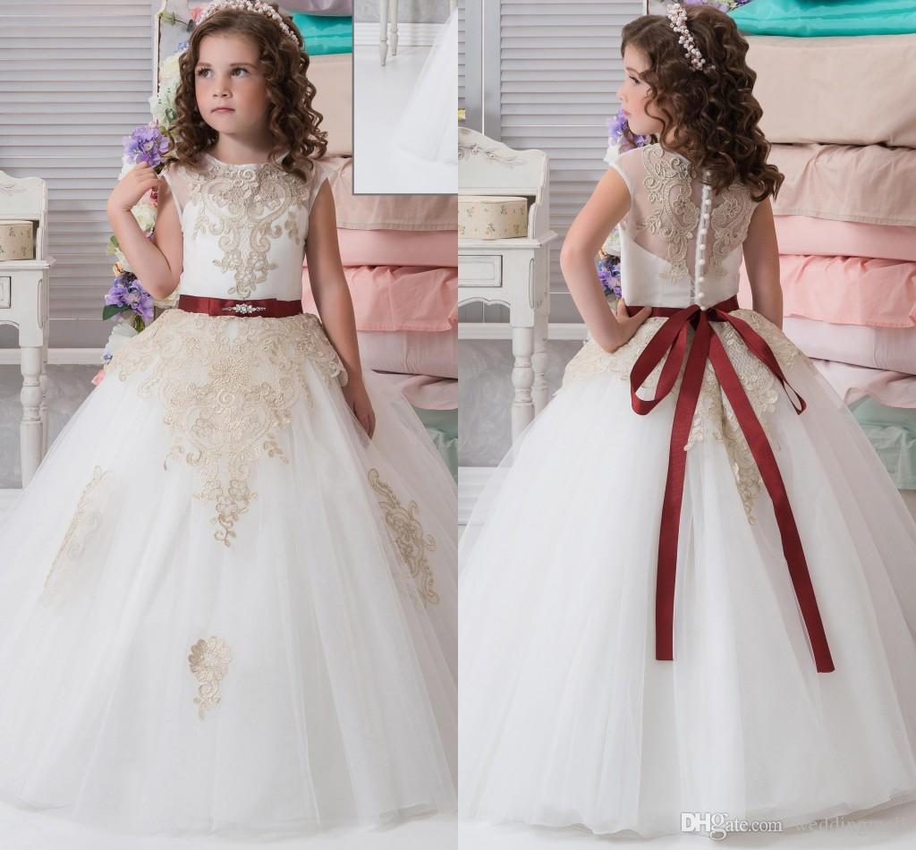 

Lace Arabic Flower Girl Dresses Cheap Vintage Child Dresses Beautiful Flower Girl Wedding Dresses, Custom made from color chart