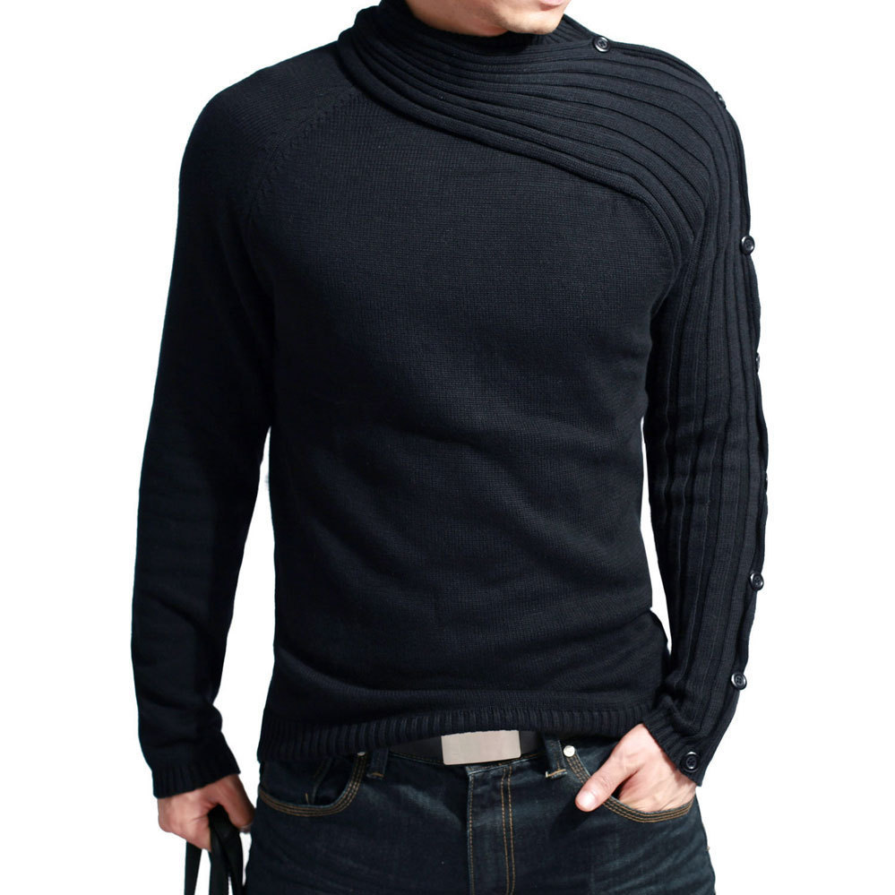 Vente en gros - 2016 nouvelle marque vente chaude pull homme bonne qualité pull tricoté livraison gratuite hommes tricots col roulé noir lxy333
