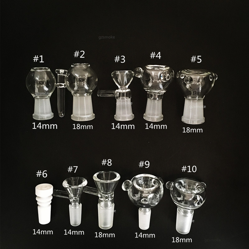 

Glass Slides Bowl Pieces Bongs Bowls Funnel Rig Accessories Ceramic Nail 18mm 14mm Male Female Heady Smoking Water pipes dab rigs Bong Slide