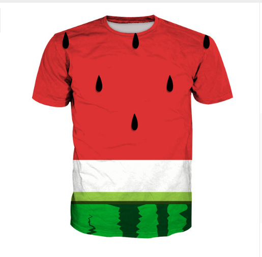 vente chaude nouvelle mode femmes / Mens pastèque drôle impression 3D sublimation T-shirts, plus la taille TX065