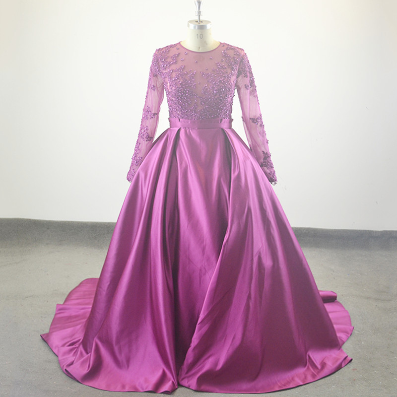 

Vestido de festa Ballgown Evening Dress Robe De Soiree O-Neck Appliques Beaded Long Evening Party Dresses prom dresses, Dark green