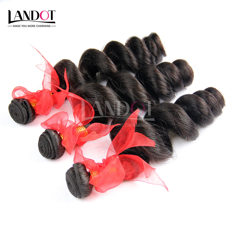 

Brazilian Loose Wave Wavy Virgin Hair Weave Bundles Unprocessed Brazilian Loose Curly Human Hair Extensions 3Pcs Double Wefts Natural Black, Natural color