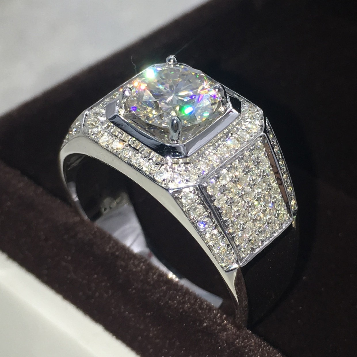 

Vecalon Brand Jewelry Handmade wedding Band ring for Men 3ct 5A Zircon cz 925 Sterling Silver male Engagement Finger ring Gift
