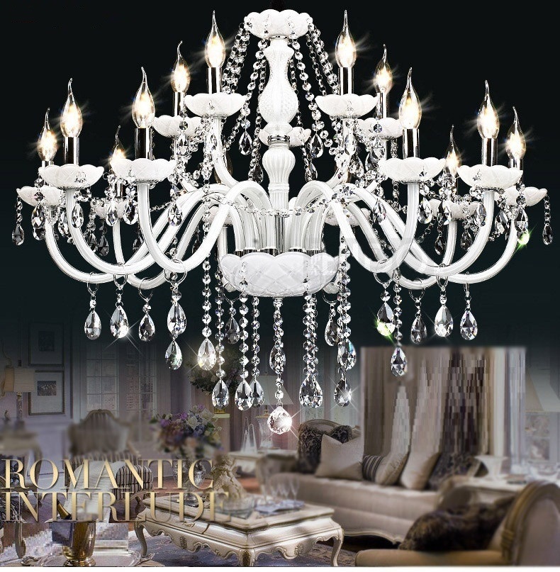 

White Modern chandelier crystal light Large crystal white chandelier 6/8/10/15/18 Lights Arm Luxury crystal light chandelier