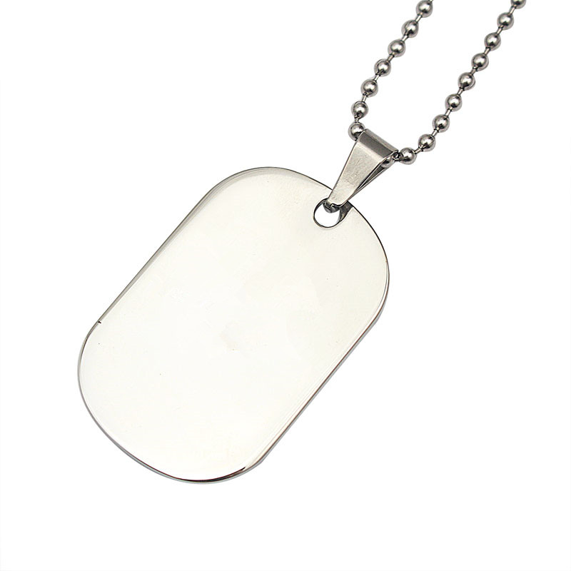 

Fashion jewelry stainless steel necklace plate pendant neclace drop Hangtags Necklace shiny Man Long Chain Military Army Style