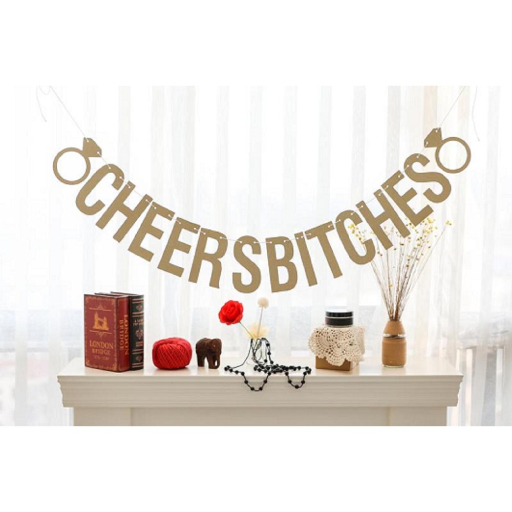 

Gold Gliiter Cheers Bitches Banner Hen Party decoration/ Bachelorette Party Sign