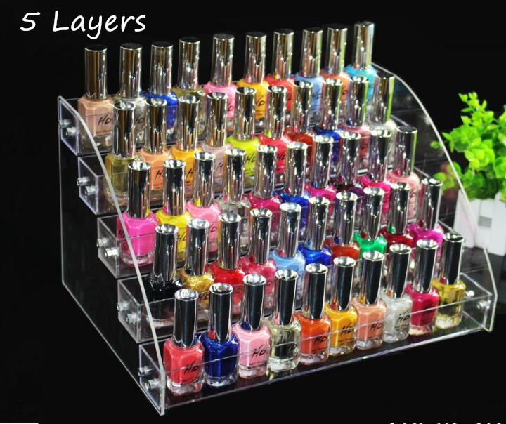 

5 layers Hot sale Promotion Makeup Cosmetic display stand Clear Acrylic Organizer Mac Lipstick Jewelry cigarette Display Holder Nail Polish