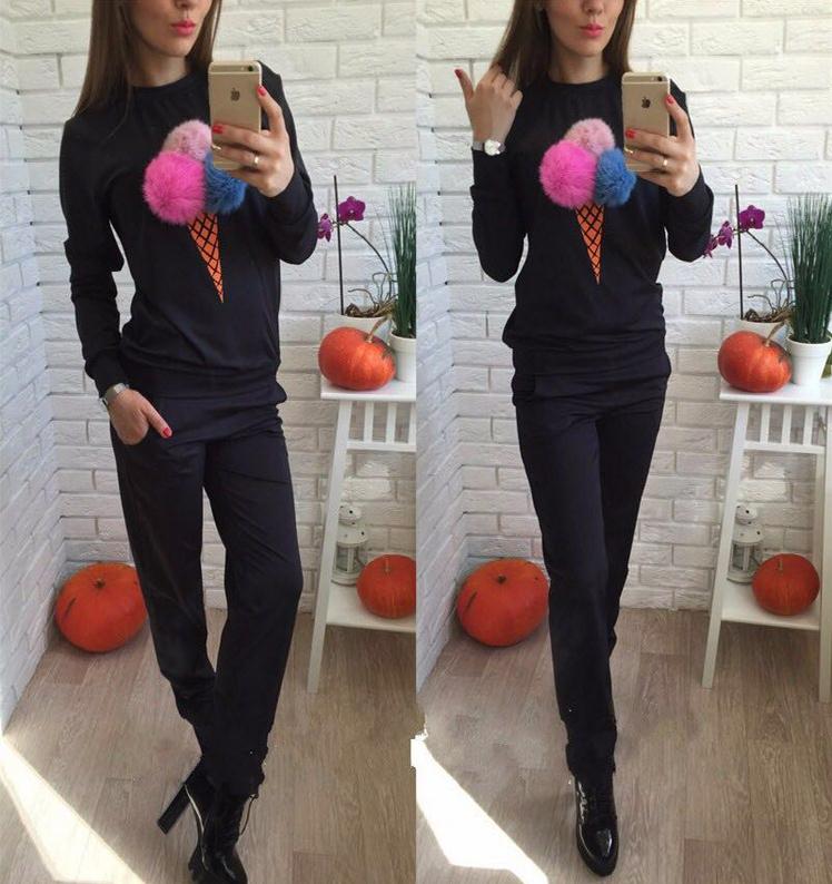 2017 Fashion hair ball printing autumn and winter sports suit