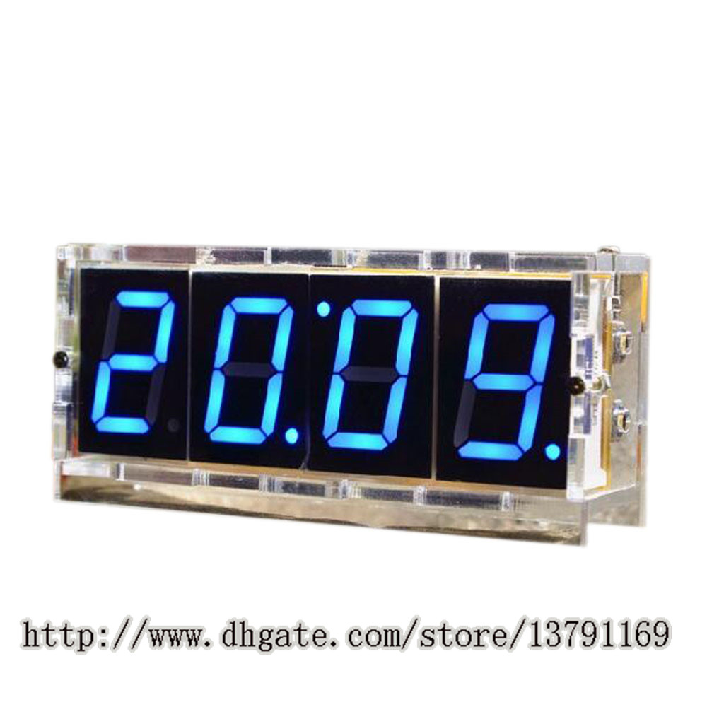 

4 Digit LED DIY Electronic Digtal Alarm Clock Kit Module Large Screen Blue LED Practice Set