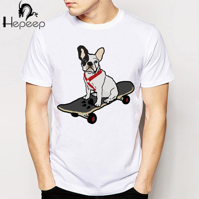 

Wholesale- French Skateboard print T-shirt novelty men t-shirt cute cartoon tee shirt boy tops Cheap wholesale man t shirt homme, Y388