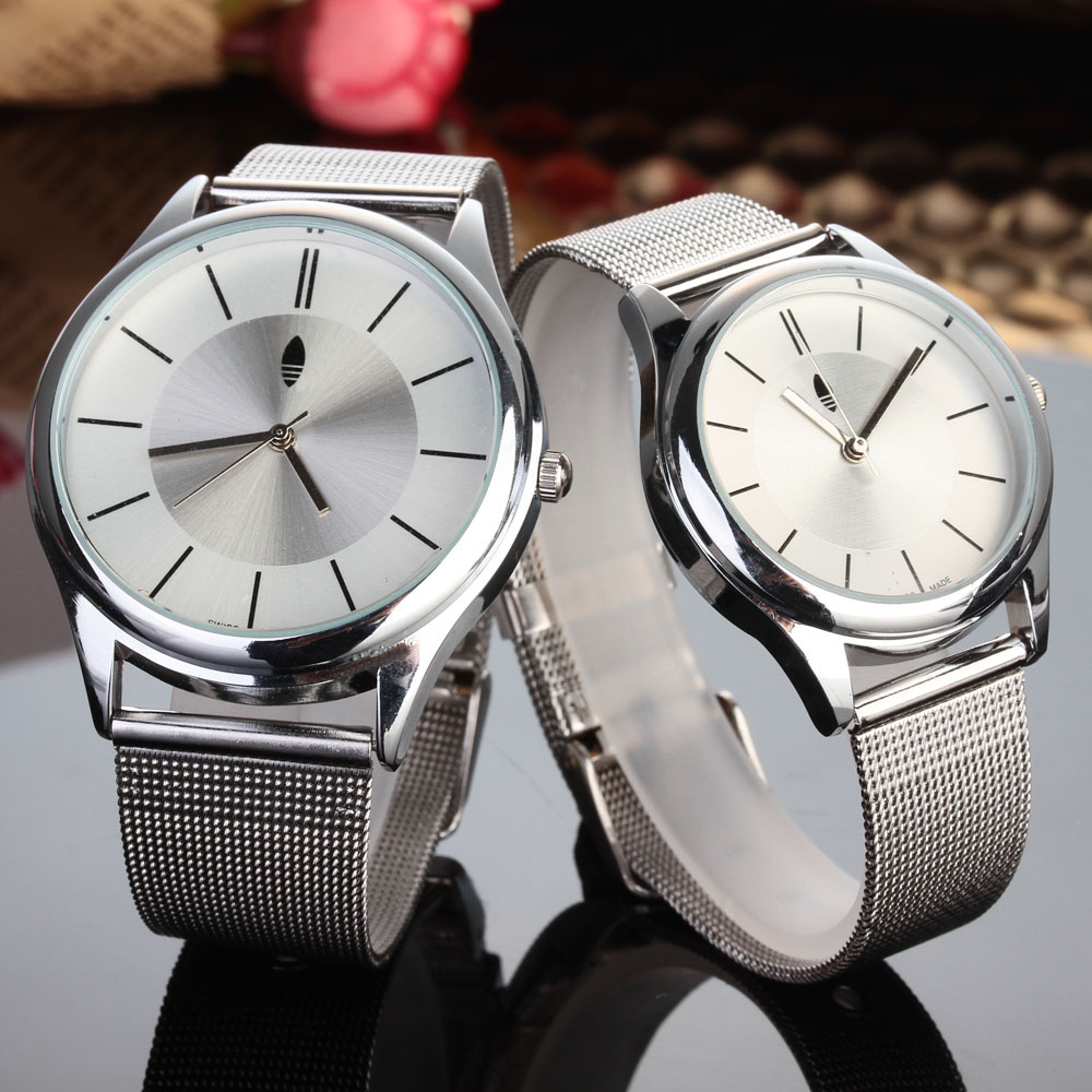 

Fashion Brand Watches Women Girl Men Lovers' Clover 3 Leaves Leaf Style Metal band Analog Quartz Wrist Watch A11, Women silver white