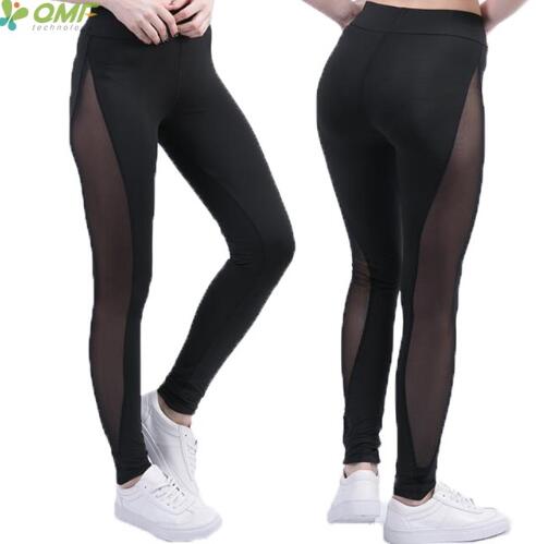 

2020 Mesh Splice Workout Yoga Pants Color Block Mesh Insert Leggings Women Sports Running Tights Patchwork Fitness Gym Trousers Cheap, Blue