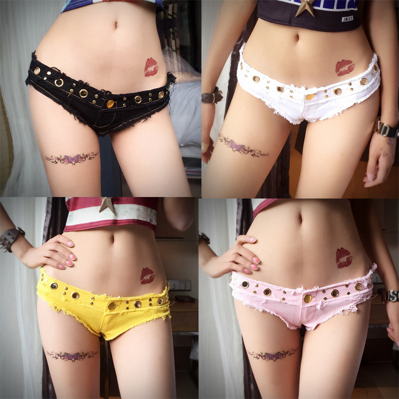 

Vingtage Retro Shorts Jeans Feminino Sexy Micro Mini Denim Thong Booty Shorts Women Skinny Dance Shorts Black/White/Yellow/Pink