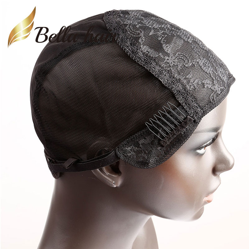 

Bella Hair Professional Glueless Double Lace Caps for Making Wig with Adjustable Straps and Combs Swiss Lace Black Brown S M L