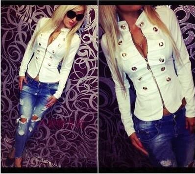 2016 nouvelle mode COOL Womens style militaire à double boutonnage laine stand-col court manteau veste livraison gratuite