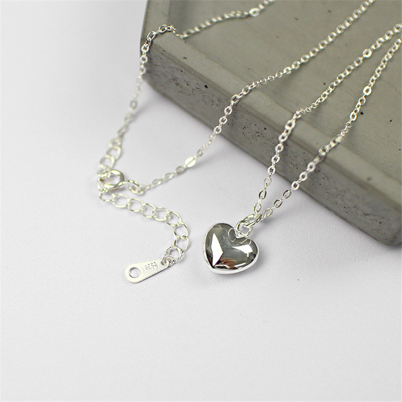 

Heart-shaped Pendants Necklaces 925 Sterling Silver Long Sweater Chain Simple Love Hearts Charms Necklace Fine Jewelry For Women