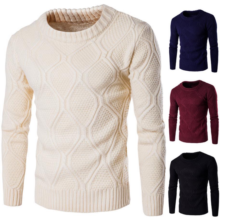 Sweater Men Solid Color Knitted 2018 Long Sleeve O Neck Korean Stylish Brief Slim Fit For Man Winter Autumn Sweater Free Ship 2017 Fashion