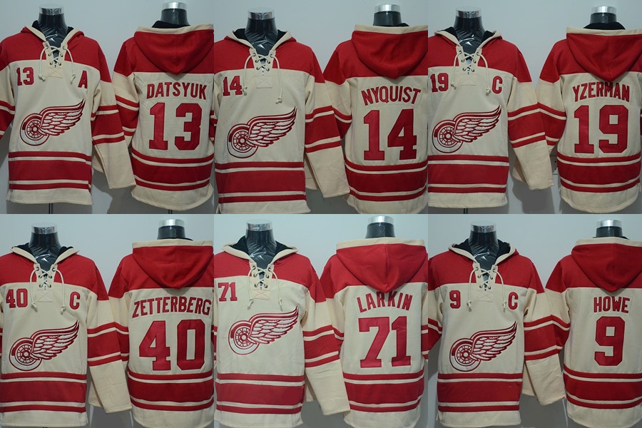 Red Wings des hommes de Detroit # 13 Pavel Datsyuk # 9 Gordie Howe # 14 Gustav Nyquist # 19 Yzerman # 40 Zetterbery # 71 Chandails des chandails