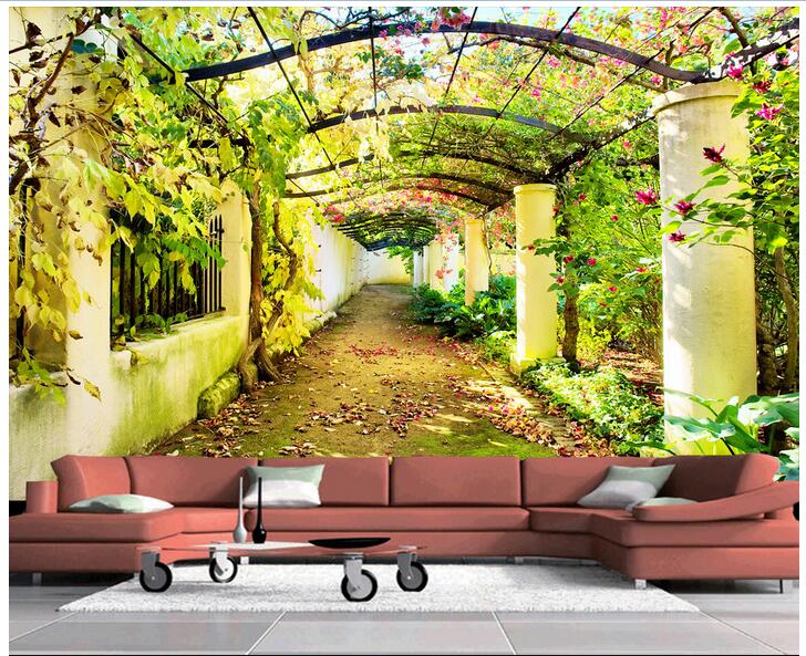 

3d wallpaper custom photo Non-woven mural Flower garden corridor scenery room decor painting picture 3d wall muals wall paper for walls 3 d, Pictures show