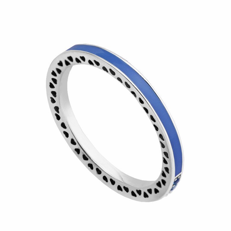 

Sterling silver rings 925 2017 new spring Fits For Women diy Style S925 Sterling Silver Rip105H7 Princess Blue Enamel
