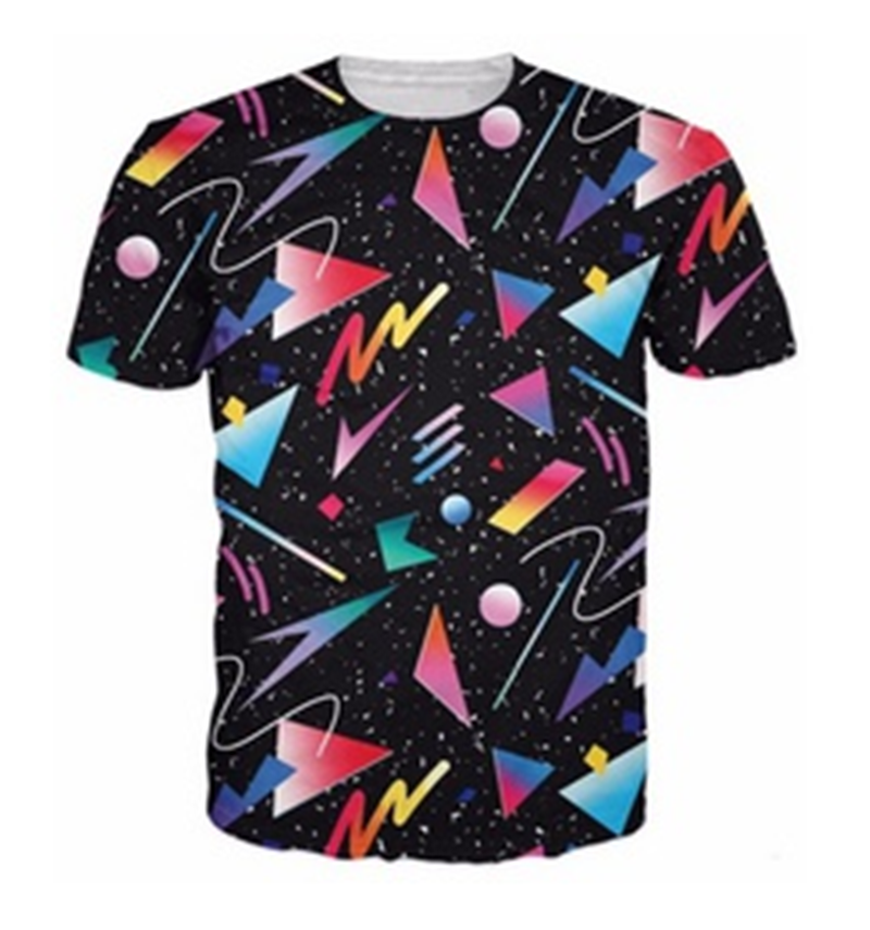 Cotton T-Shirt,Doodle Round Shapes and Dots Fashion Personality Customization