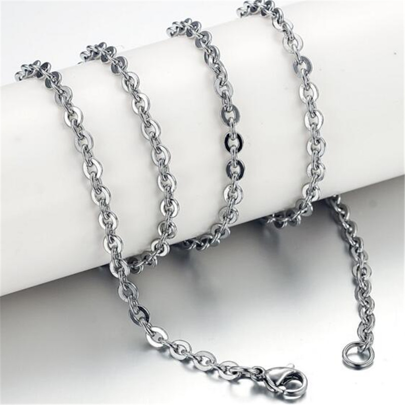 

2.2mm 316L Stainless Steel Silver Necklace Round Rolo Chains for Men Women Hip Hop Fashion Jewelry New Design Sale 45 50 55cm Christmas Gift