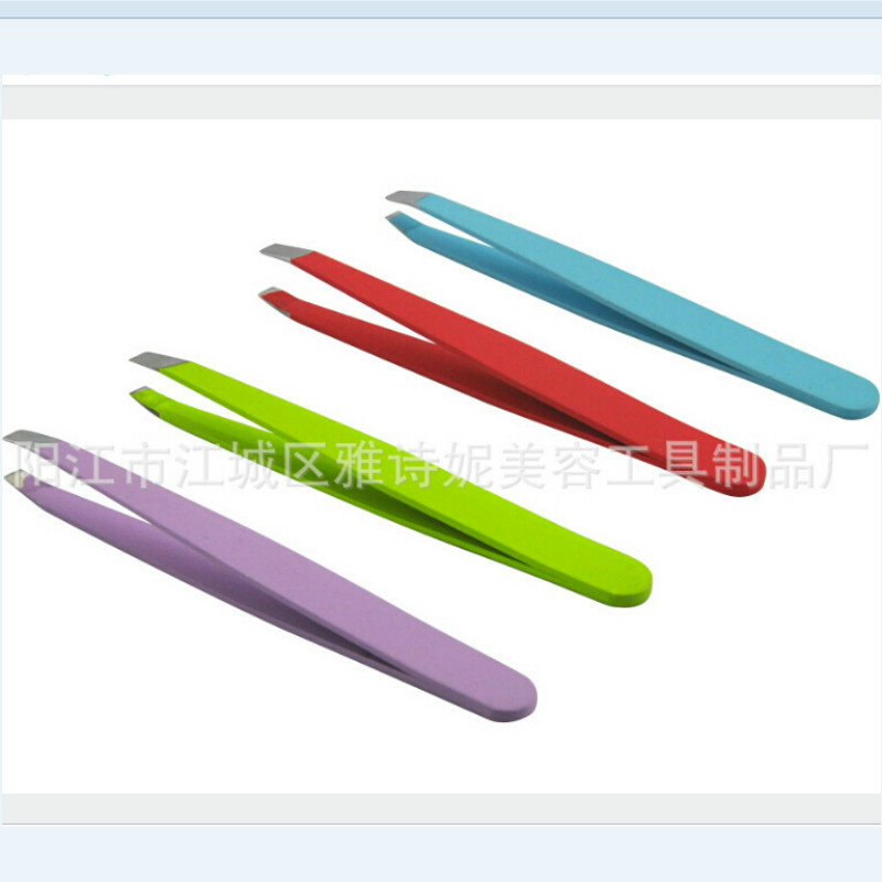 Pincettes à sourcils colorées à pointe inclinée en acier inoxydable, 24 pièces, outils d'épilation, nouvelle offre spéciale, livraison gratuite