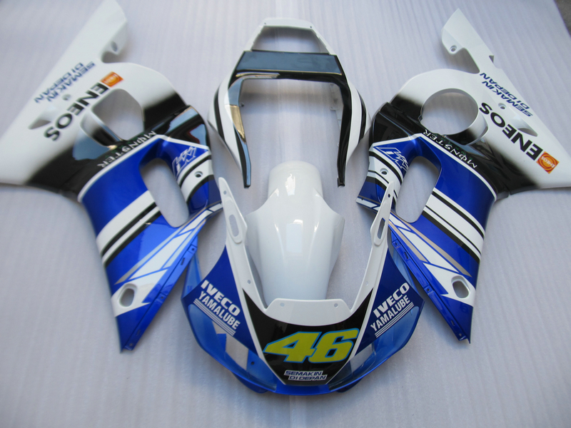 

Aftermarket moto parts Fairing kit for Yamaha YZF R6 98 99 00 01 02 white blue fairings set YZFR6 1998-2002 OT10, Same as picture
