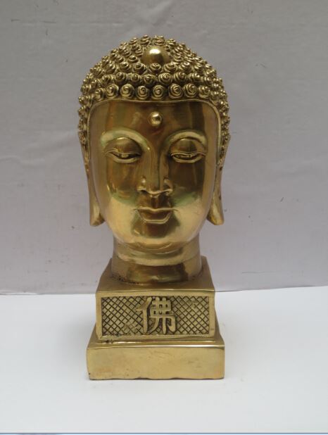 

High 7inch Metal crafts Home Decoration Chinese Brass Carved Buddha head Sculpture/Tibetan Buddha Statue Free Shipping