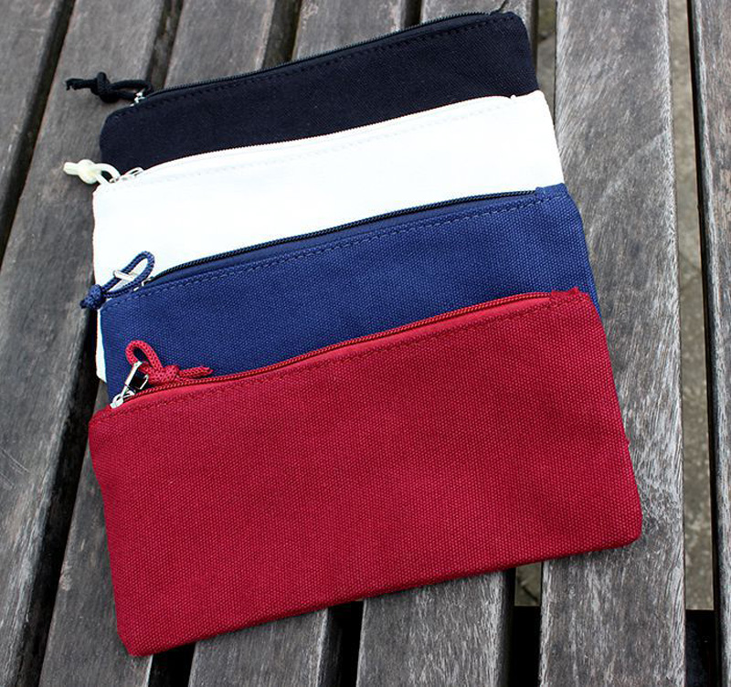 

10pcs 2017 High Quanlity Canvas Cosmetic Bag 4colors l Pencil Pen Case Cosmetic Makeup Tool Bag Storage Pouch Purse 21*11cm, Navy blue