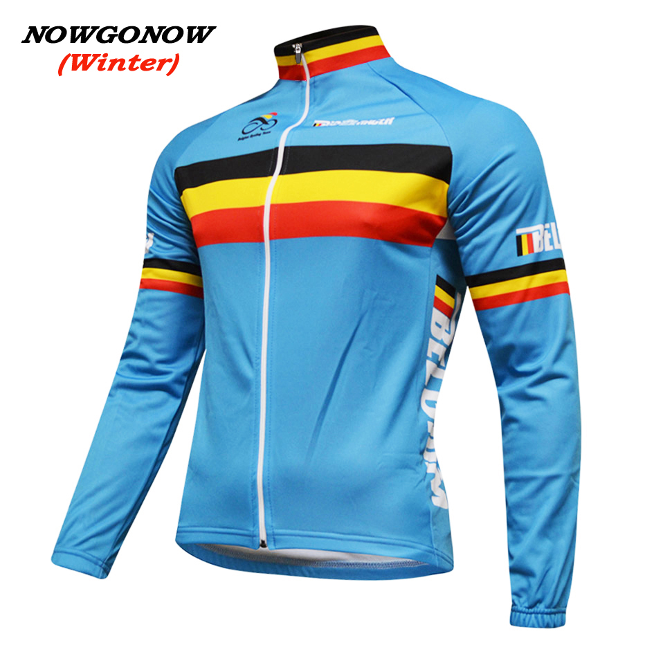 

MEN winter 2017 belgium flag cycling jersey blue bike clothing wear pro racing riding MTB road ropa ciclismo NOWGONOW bicicleta long sleeve, Black