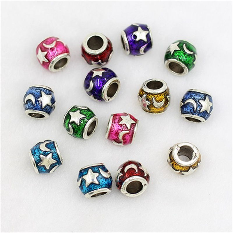 Star And Crescent Moon Charm Bead Oil Dripping 925 Silver Plated Fashion Jewelry Stunning Design European Style For Pandora Bracelet