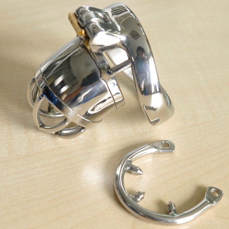 

Male Chastity Device with Anti-off Spike Ring Stainless Steel Cock Penis Cage Chastity Belt BDSM Sex toys For Men