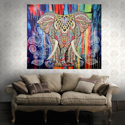 

Folk Custom Tapestry Elephant Background Tapestry Mandala Yoga Home Cloth Beach Towel Living Room Decoration Wall decoration ECO Friendly