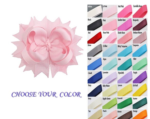 

4.5" Solid Grosgrain Spike bow Clips , Children's Hair Accssory Free choose Colors 120pcs, Multi-color