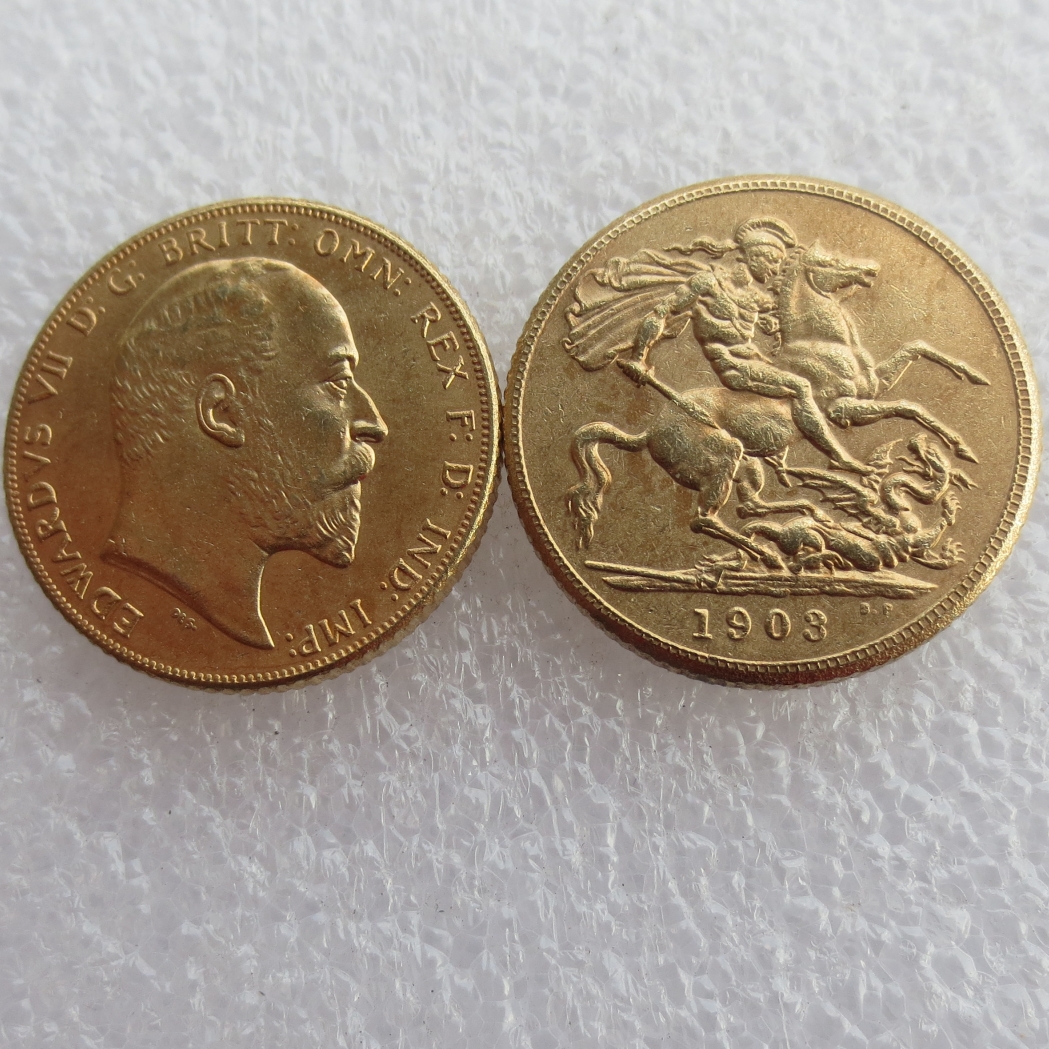 

RARE 1903 KING EDWARD VII MATT PROOF GOLD DOUBLE SOVEREIGN Free shipping