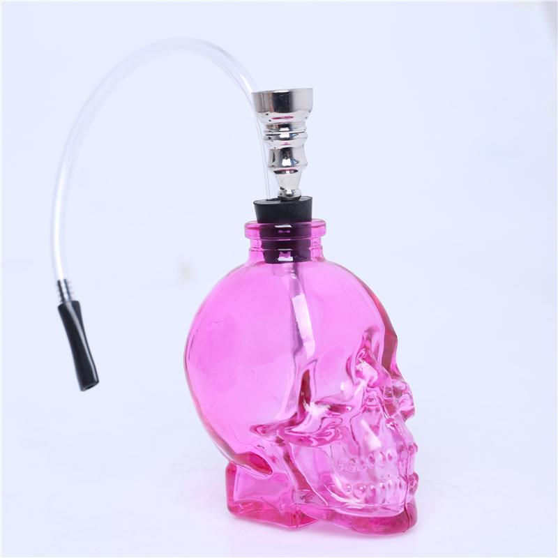 

HJT Wholesale 3.4''H Glass Hookah Skull Shape Hookah pipes Rose Pink Tobacco Pipes Healthy smoking chinese pipes smoking Free Shipping