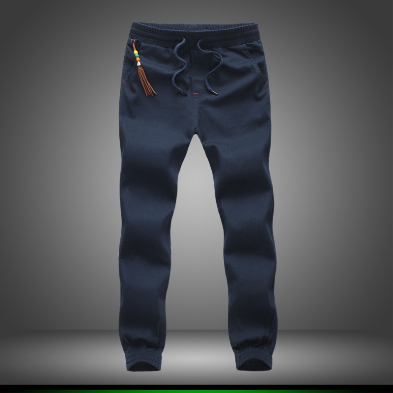 

Wholesale-Plus Size 5XL 2016 Mens Joggers Pants Casual Fashion Slim Jogger Cotton Sweatpants Men Beam Feet Harem Pants Sarouel Homme, Navy blue