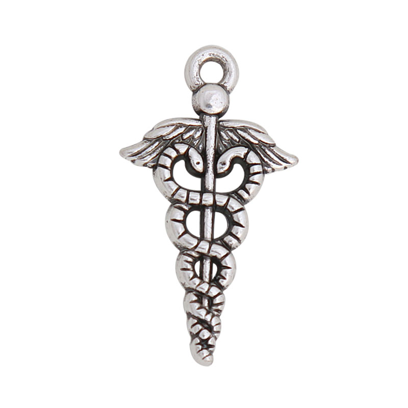 

50pcs Antique Silver Plated Hot Caduceus Charm Alloy Medical Symbol Charms 14*25mm Drop Shipping AAC085