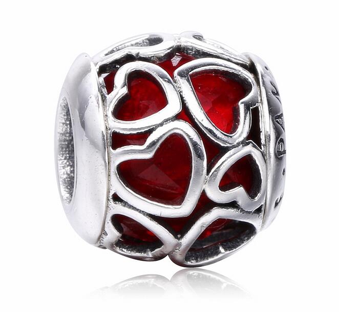 

2017 New Valentine Gift Heart Love Charm Fit For Pandora Bracelet DIY Bead Charm 925 Sterling Silver Jewelry, Black