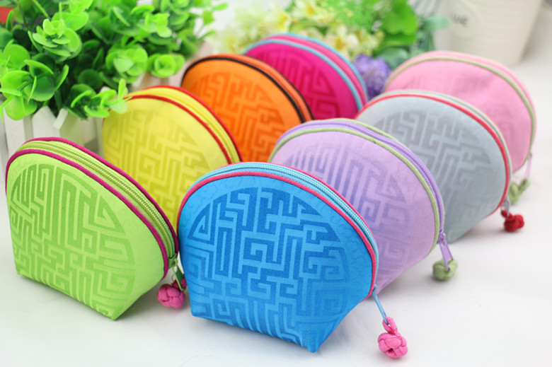 

Fine High End Small Shell Bag Zipper Real Silk Satin Jewelry Packaging Coin Purse Storage Pouch Candy Gift Bag Wedding Party Favor 10pcs/lot