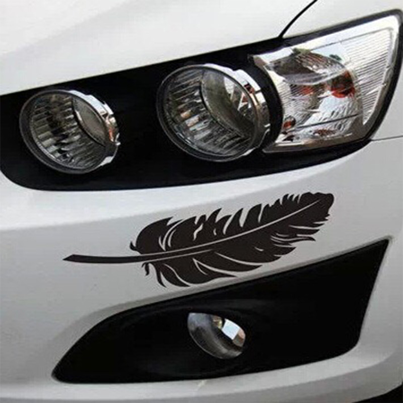 

1pc Automobile Exterior Accessory Car Stickers 25cm * 4.5cm Cute Feather Car Stickers Automobile Pasters Auto Decals, Silver