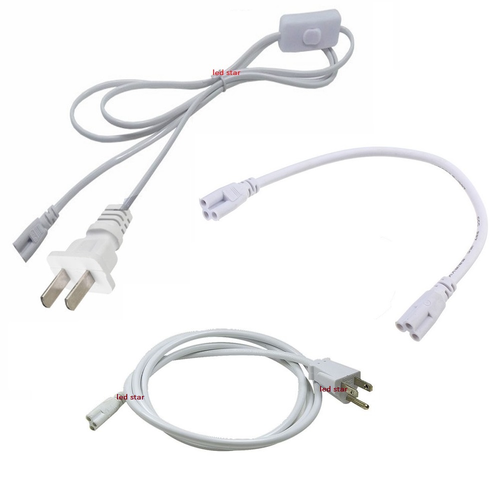Double End T5 T8 Integrated LED Plug 3 Holes Power Cord Led Lamp Lighting Connecting Wire 30cm 8Pcs